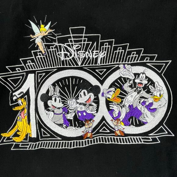 🔥Disney 100 Mickey Mouse & Friends Embroidered Black Zipper Hoodie Sweatshirt - Picture 8 of 16